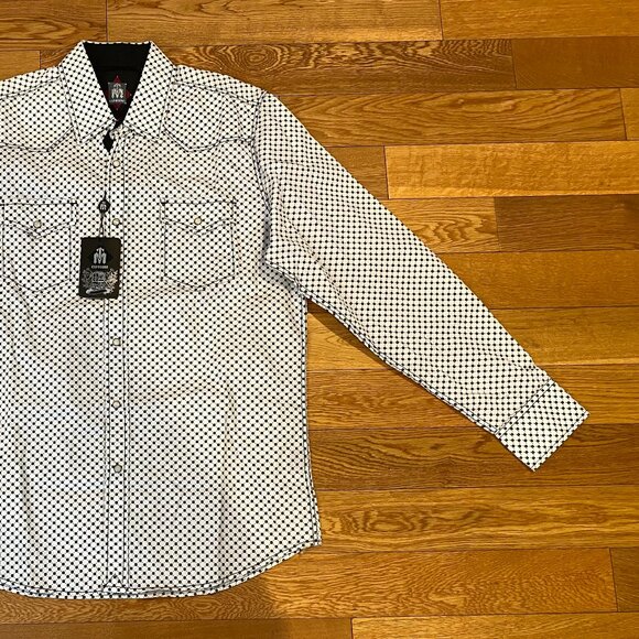 TM Exposure Western Shirt Men Medium Pearl Snap Cowboy Flower Medallion NWT - Picture 3 of 10